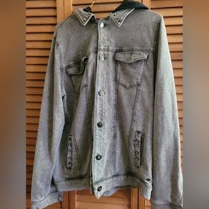 Metal Mulisha Gray Washed Stud-Trim Shirt Jacket